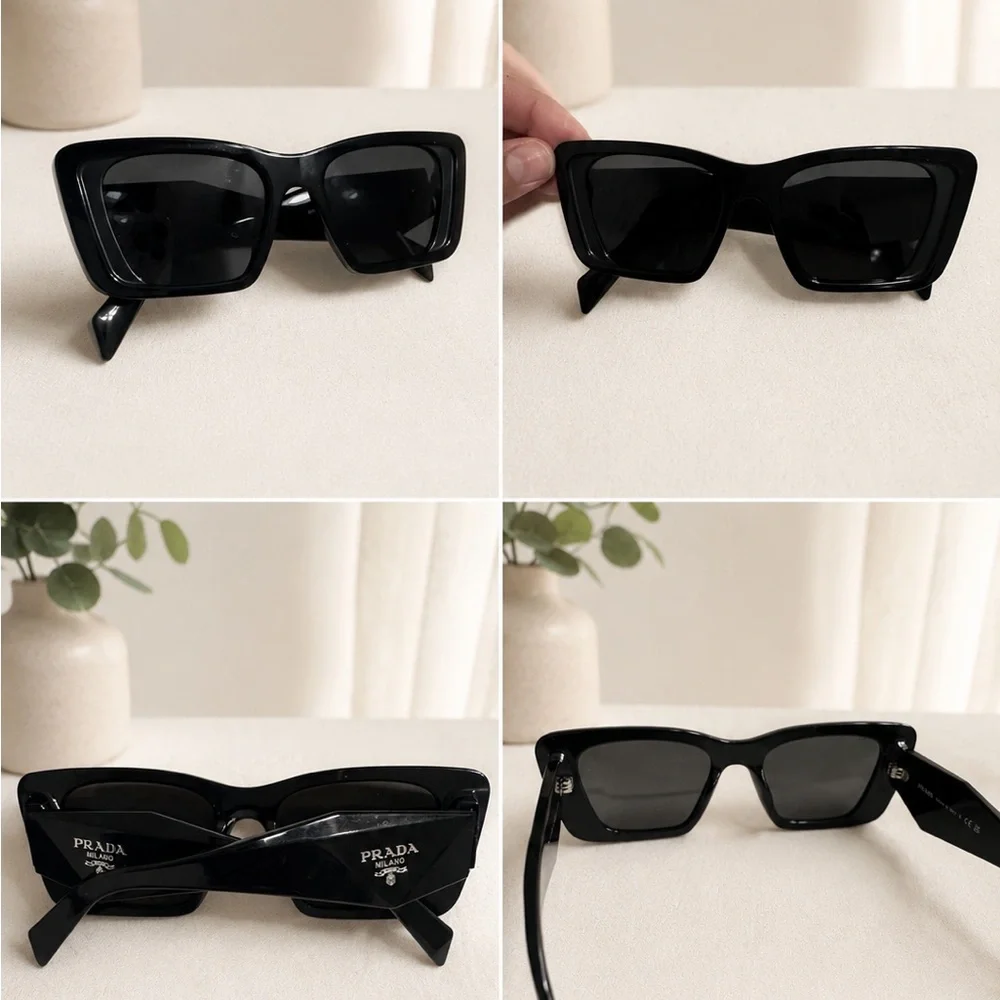 Prada Black Rectangular Cat-Eye Sunglasses